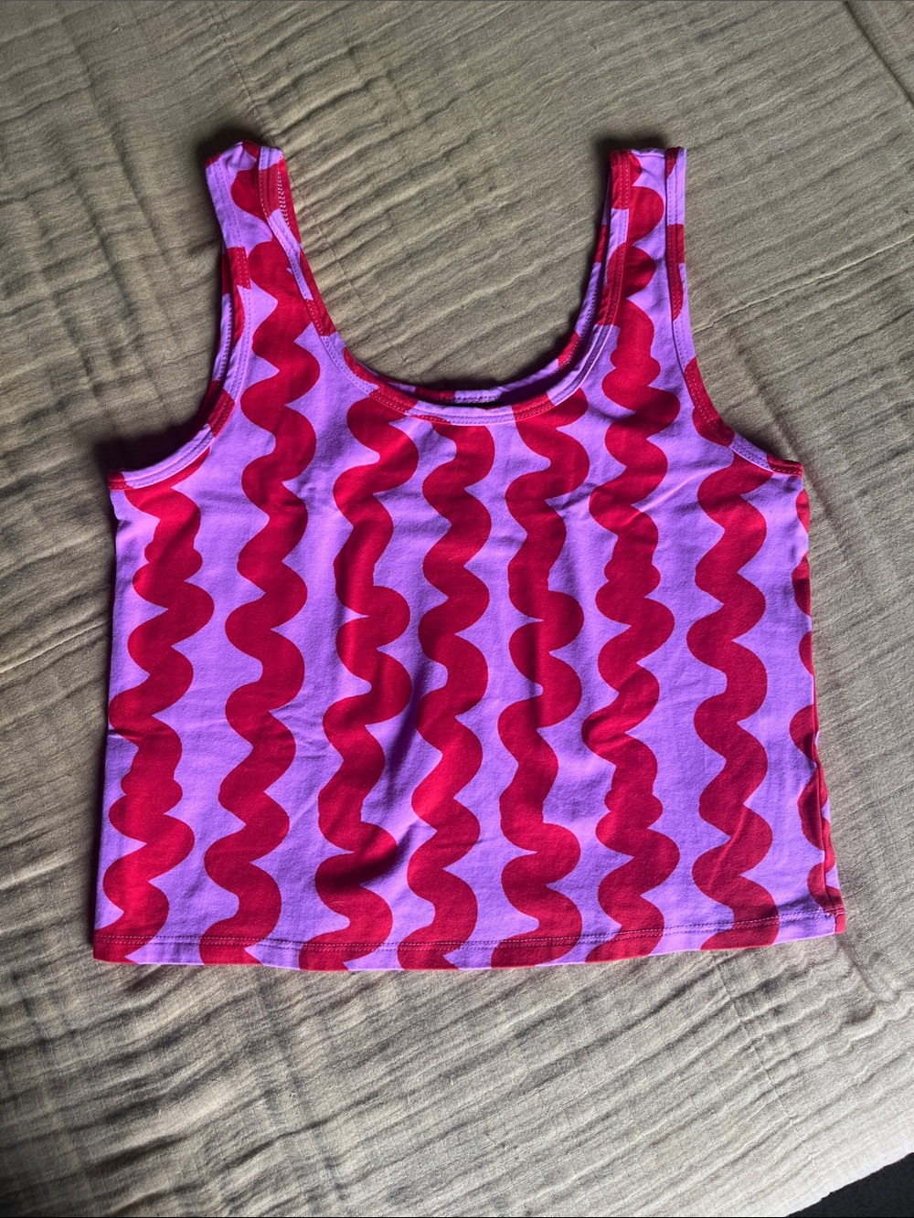Pink and red squiggle tank top